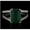 Image 1 : Platinum 3.63ct Emerald and Diamond Ring