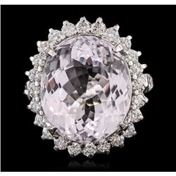 14KT White Gold 24.09ct Kunzite and Diamond Ring