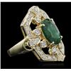 Image 2 : 14KT Yellow Gold 3.03ct Emerald and Diamond Ring