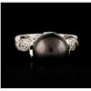 Image 1 : 18KT White Gold Pearl and Diamond Ring