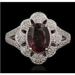 14KT White Gold 1.97ct Rubellite and Diamond Ring