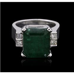 14KT White Gold 6.73ct Emerald and Diamond Ring