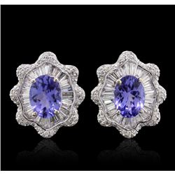 14KT White Gold 2.52ctw Tanzanite and Diamond Stud Earrings