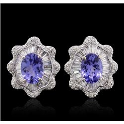 14KT White Gold 2.52ctw Tanzanite and Diamond Stud Earrings