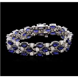 14KT White Gold 33.48ctw Sapphire and Diamond Bracelet