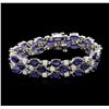 Image 1 : 14KT White Gold 33.48ctw Sapphire and Diamond Bracelet