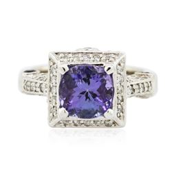 14KT White Gold 2.42ct Tanzanite, Sapphire and Diamond Ring