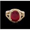 Image 1 : 14KT Yellow Gold 5.36ct Ruby and Diamond Ring