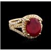 Image 2 : 14KT Yellow Gold 5.36ct Ruby and Diamond Ring