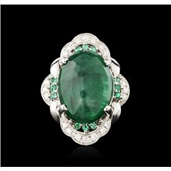 14KT White Gold 4.19ctw Emerald and Diamond Ring