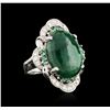 Image 2 : 14KT White Gold 4.19ctw Emerald and Diamond Ring