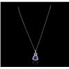 Image 2 : 14KT White Gold 3.84ct Tanzanite and Diamond Pendant With Chain