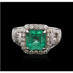 18KT White Gold 2.42ct Emerald and Diamond Ring