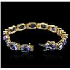 Image 3 : 14KT Yellow Gold 34.35ctw Tanzanite and Diamond Bracelet