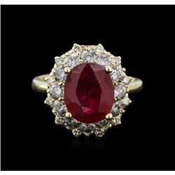 14KT Yellow Gold 3.55ct Ruby and Diamond Ring