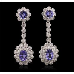 14KT White Gold 3.38ctw Tanzanite and Diamond Earrings