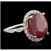 Image 2 : 14KT White Gold 11.28ct Ruby and Diamond Ring