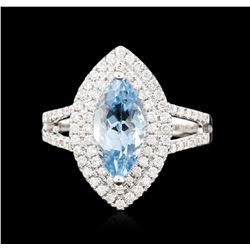 14KT White Gold 1.81ct Aquamarine and Diamond Ring