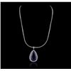 Image 3 : 14KT White Gold GIA Certified 31.37ct Tanzanite and Diamond Pendant With Chain