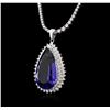 Image 5 : 14KT White Gold GIA Certified 31.37ct Tanzanite and Diamond Pendant With Chain