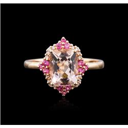 14KT Rose Gold 2.03ct Morganite, Pink Sapphire and Diamond Ring