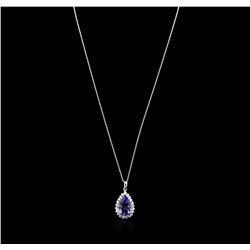 14KT White Gold 7.48ct Tanzanite and Diamond Pendant With Chain