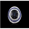 Image 1 : 18KT White Gold GIA Certified 14.21ctw Sapphire and Diamond Ring