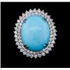 Image 1 : 14KT White Gold 23.00ct Turquoise and Diamond Ring