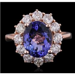 14KT Rose Gold 3.30ct Tanzanite and Diamond Ring