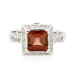 14KT White Gold 2.12ct Tourmaline and Diamond Ring