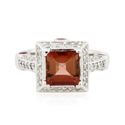 14KT White Gold 2.12ct Tourmaline and Diamond Ring