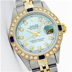 Rolex Two-Tone Diamond and Sapphire DateJust Ladies Watch