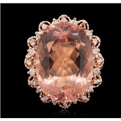 14KT Rose Gold 24.00ct Morganite and Diamond Ring