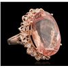 Image 2 : 14KT Rose Gold 24.00ct Morganite and Diamond Ring