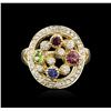 Image 1 : 14KT Yellow Gold 0.75ctw Multi Gemstone and Diamond Ring