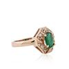 Image 2 : 14KT Rose Gold 1.06ct Emerald and Diamond Ring