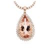 Image 2 : 14KT Rose Gold GIA Certified 32.00ct Morganite and Diamond Pendant With Chain