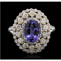 18KT Two-Tone Gold 2.28ct Tanzanite and Diamond Ring