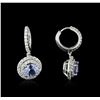 Image 2 : 14KT White Gold 2.83ctw Tanzanite and Diamond Earrings