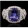 Image 1 : 14KT White Gold 4.23ct Tanzanite and Diamond Ring
