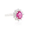Image 2 : 14KT White Gold 1.13ct Pink Tourmaline and Diamond Ring