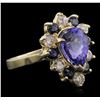Image 2 : 14KT Yellow Gold 3.36ct Tanzanite, Sapphire and Diamond Ring