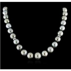 Tahitian Cultured Pearl Necklace with 14KT White Gold Diamond Clasp