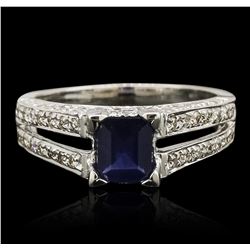 14KT White Gold 1.00ct Sapphire and Diamond Ring