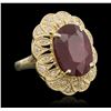 Image 2 : 14KT Yellow Gold 12.63ct Ruby and Diamond Ring