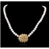 Image 2 : 14KT Yellow Gold 0.51ctw Diamond and Pearl Necklace