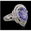 Image 2 : 14KT White Gold 5.42ct Tanzanite and Diamond Ring