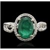 Image 1 : 14KT White Gold 2.07ct Emerald and Diamond Ring