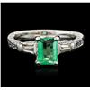 Image 1 : 14KT White Gold 1.15ct Emerald and Diamond Ring