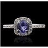 Image 1 : 14KT White Gold 0.72ct Tanzanite and Diamond Ring